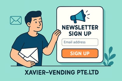 Newsletter signup illustration for Xavier-Vending PTE_LTD Newsletter signup illustration for Xavier-Vending PTE_LTD